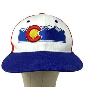 Colorado Mountains C Burnies Hat Red White & Blue Snapback Adjustable